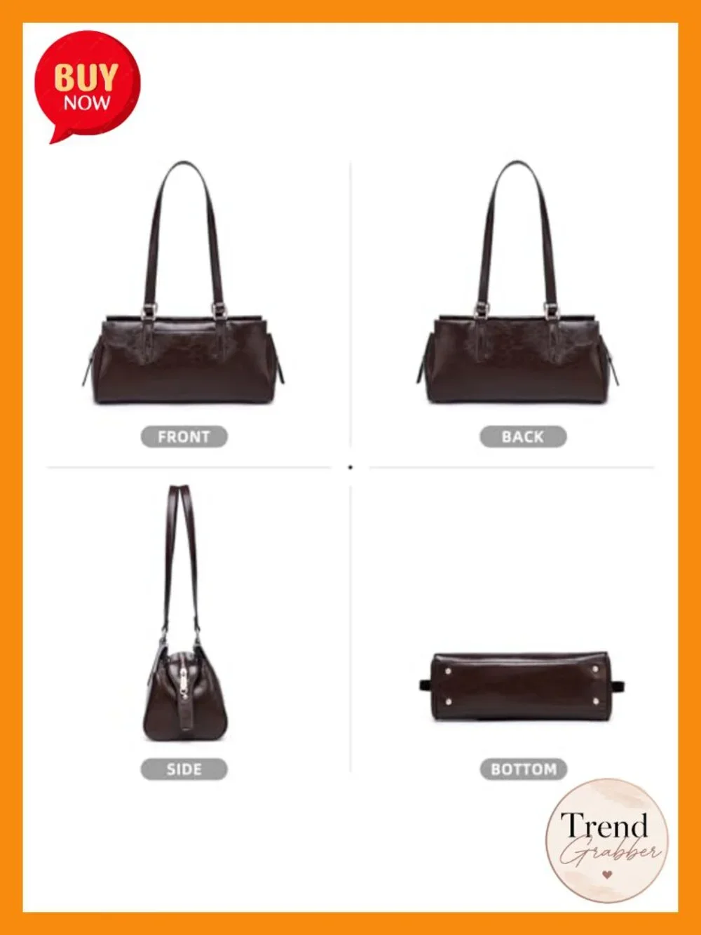 Soft Vegan Leather Hobo Bag with 3 Compartments Multi Pockets Shoulder Handbag